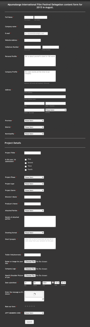 Film Festival Delegation Form Template