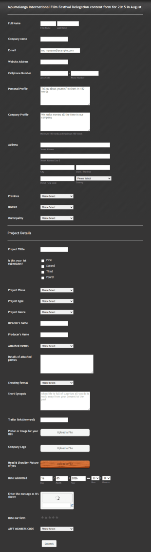 Film Festival Delegation Form Template