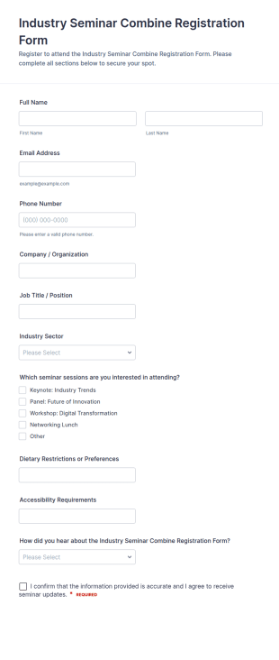 Industry Seminar Combine Registration Form Template