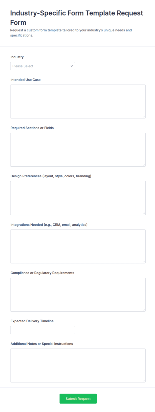 Industry Specific Form Template Request Form