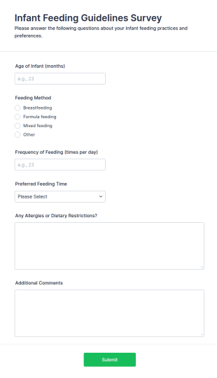 Infant Feeding Guidelines Survey Form Template