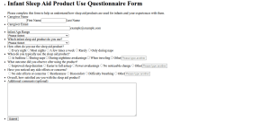 Infant Sleep Aid Product Use Questionnaire Form Template