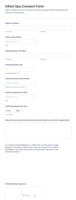 Infant Spa Consent Form Template