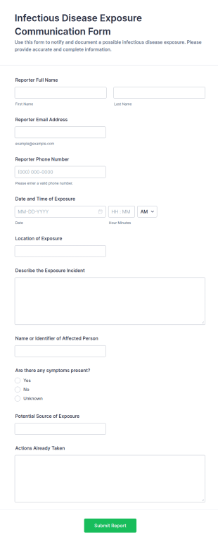 Infectious Disease Exposure Communication Form Template