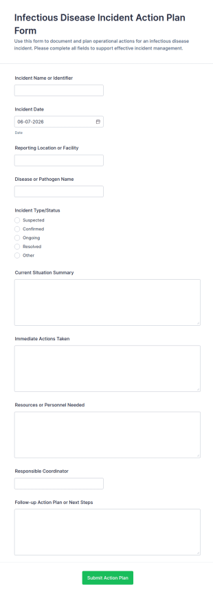 Infectious Disease Incident Action Plan Form Template