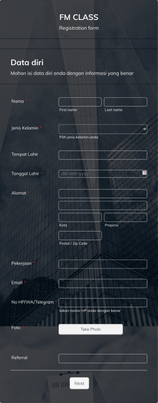 Infinity FM Class Form Template
