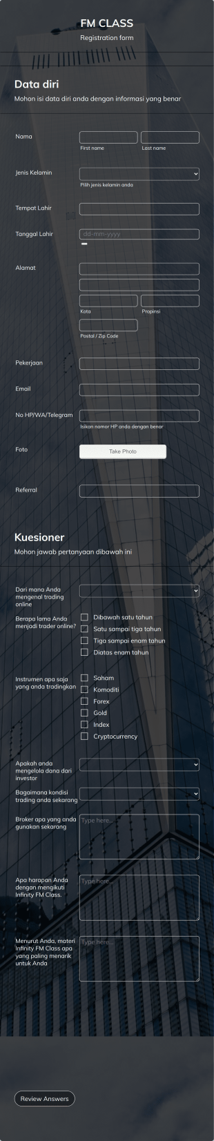 Infinity FM Class Form Template
