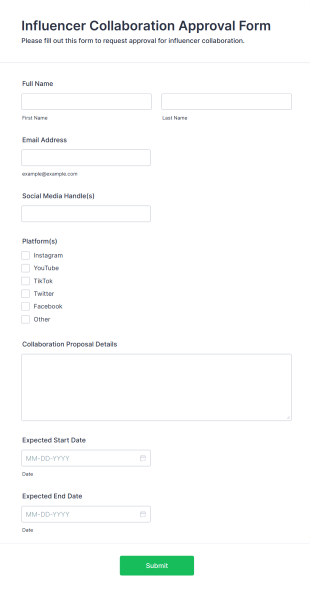 Influencer Collaboration Approval Form Template
