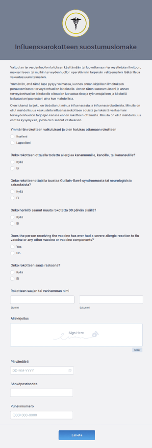 Influenssarokotteen Suostumuslomake