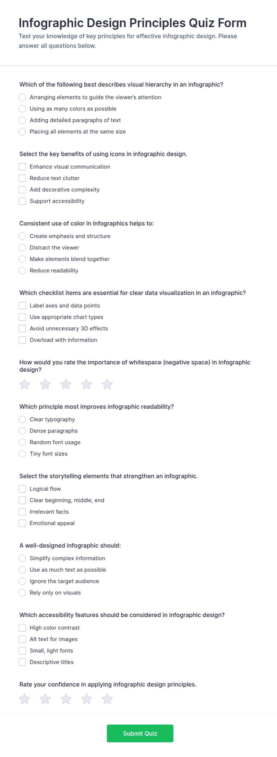 Infographic Design Principles Quiz Form Template | Jotform