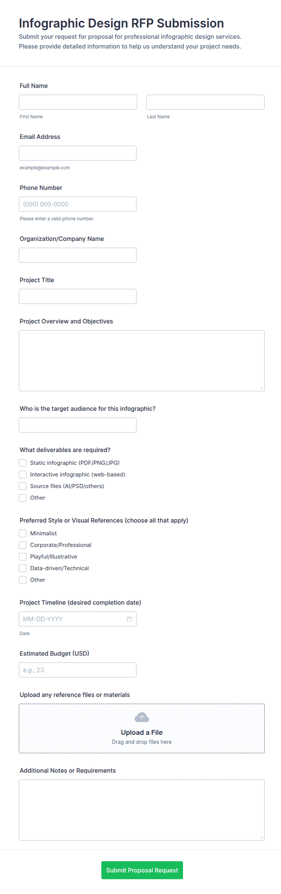 Infographic Design RFP Submission Form Template | Jotform