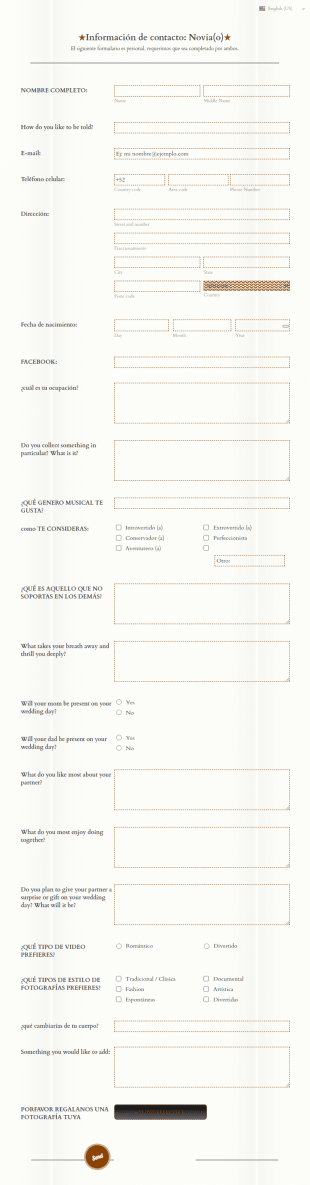 Información De Contacto Y Servicio De Fotografía