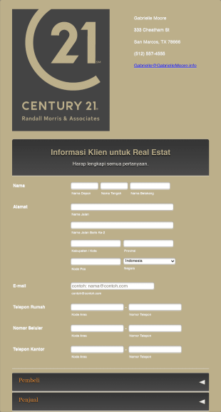 Informasi Klien Untuk Real Estat Form Template