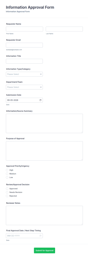 Information Approval Form Template