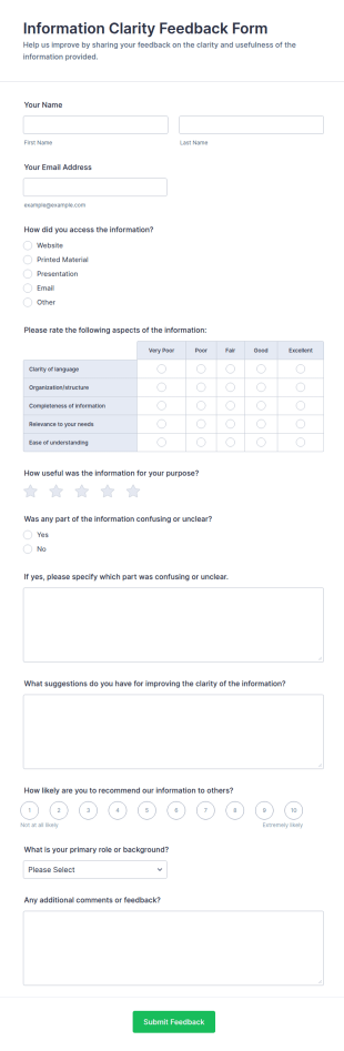 Information Clarity Feedback Form Template