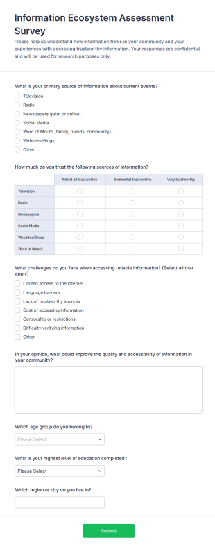 Information Ecosystem Assessment Survey Form Template