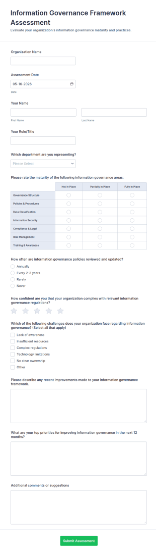 Information Governance Framework Assessment Form 🛡️📊