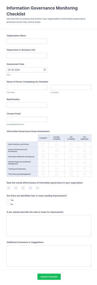 Information Governance Monitoring Checklist Form Template