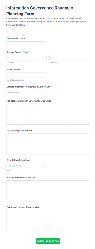 Information Governance Roadmap Planning Form Template