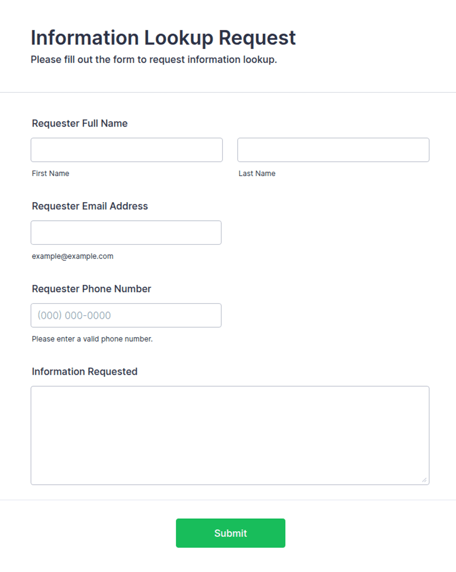 Information Lookup Request Form Template | Jotform