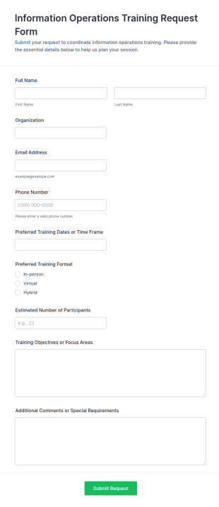 Information Operations Training Request Form Template