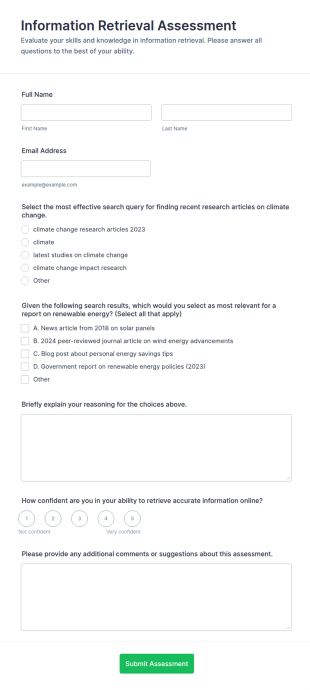 Information Retrieval Assessment Form Template