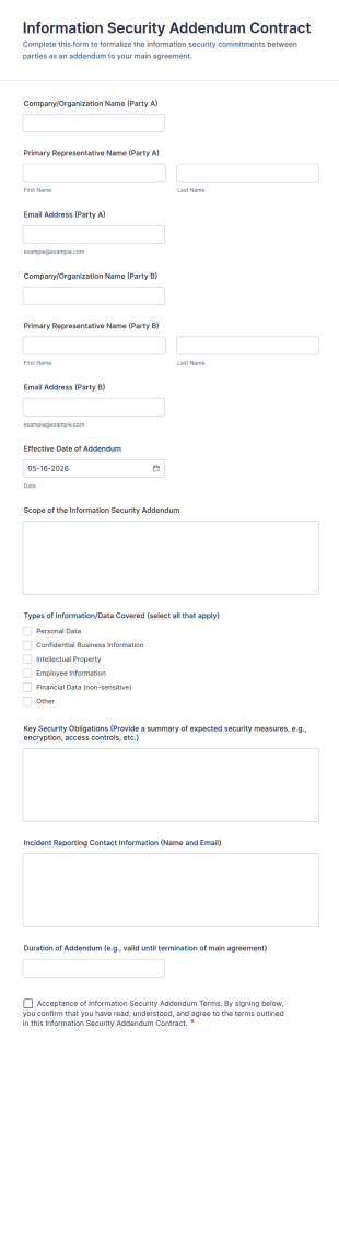 Information Security Addendum Contract Form Template