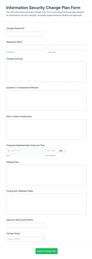Information Security Change Plan Form Template