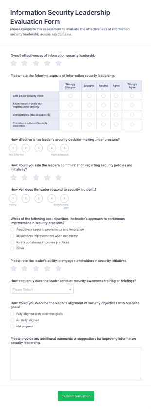 Information Security Leadership Evaluation Form Template