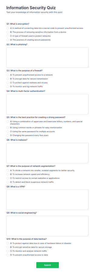 Information Security Quiz Form Template