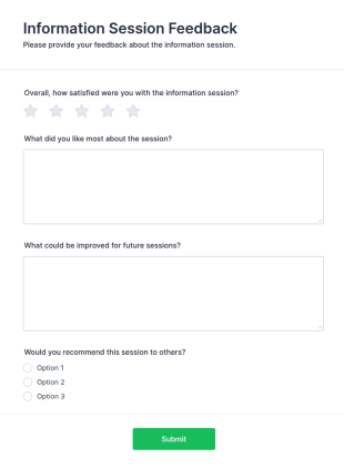 Information Session Feedback Form Template