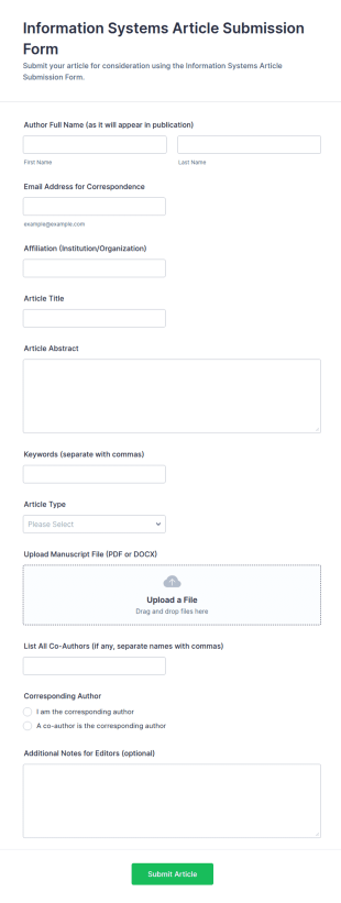 Information Systems Article Submission Form Template