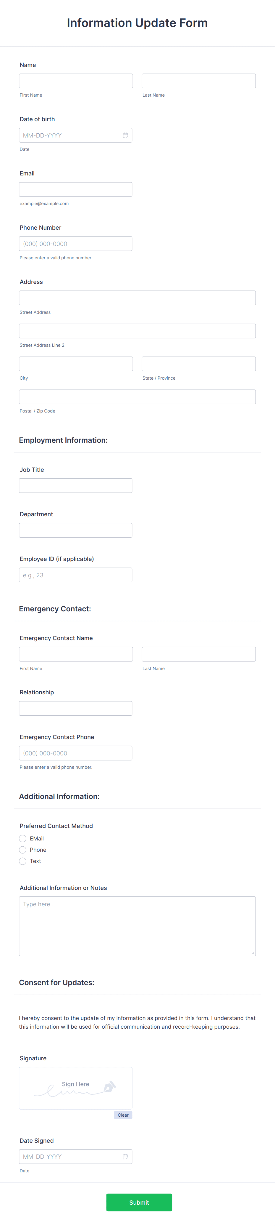 Information Update Form Template | Jotform