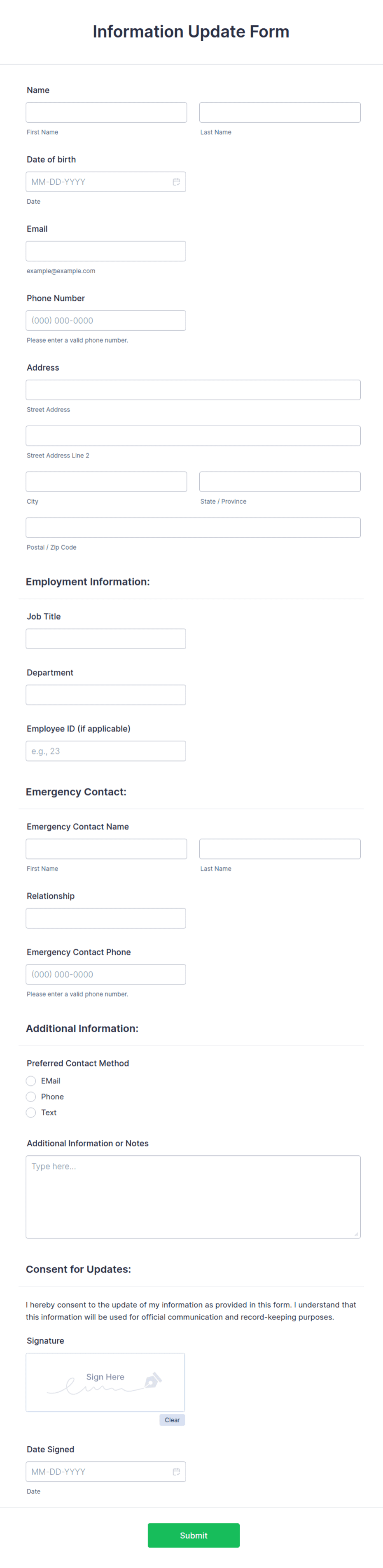 Information Update Form Template | Jotform