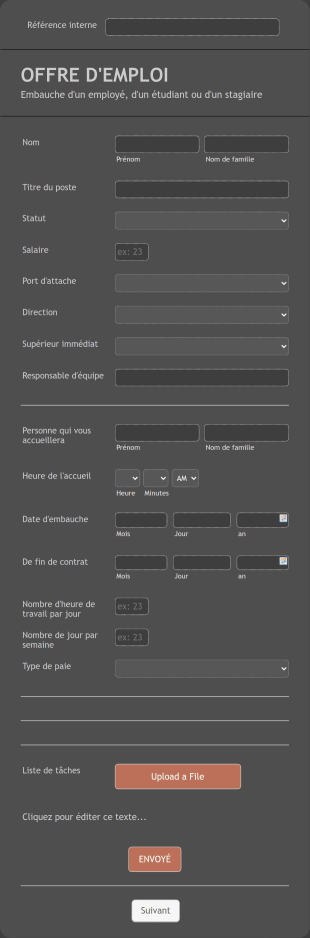 Informations Relatives à L'embauche Form Template