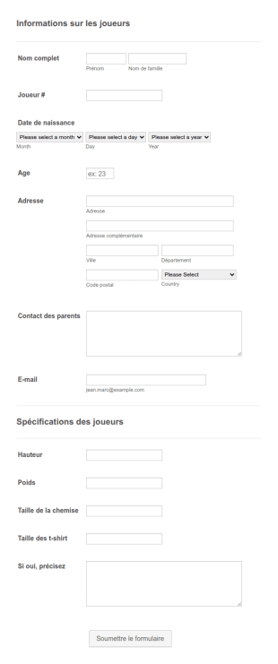 Informations Sur Les Joueurs