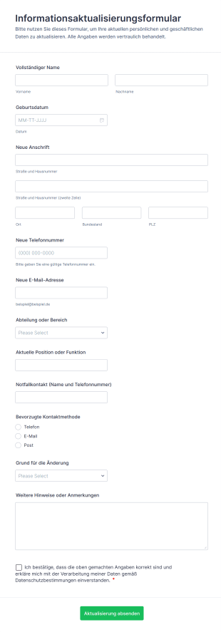 Informationsaktualisierungsformular