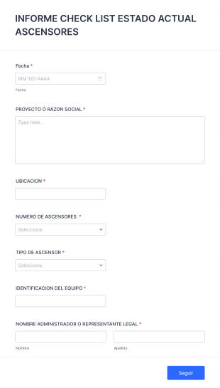 Informe Check List Estado Actual Ascensores Form Template
