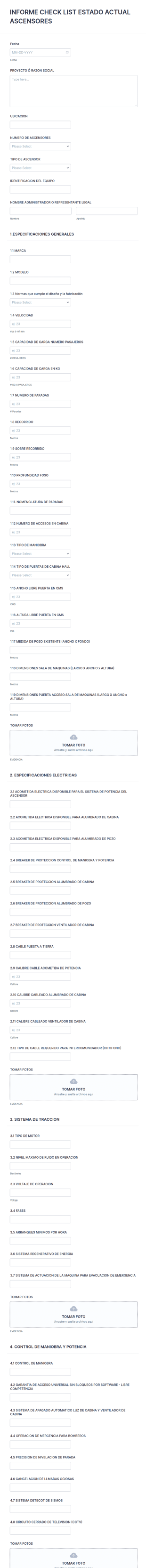 Informe Check List Estado Actual Ascensores