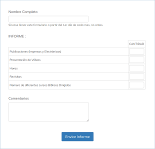Informe De Predicación Form Template