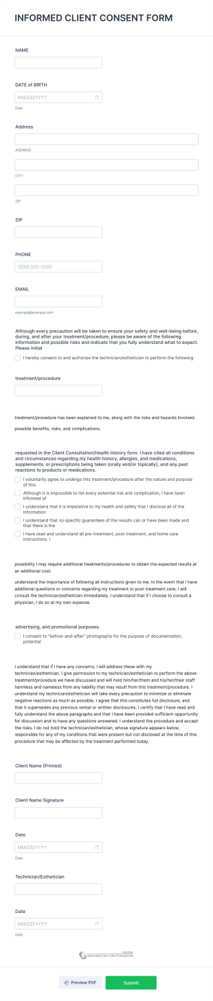Informed Client Consent Form Template