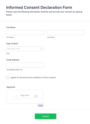 Informed Consent Declaration Form Template