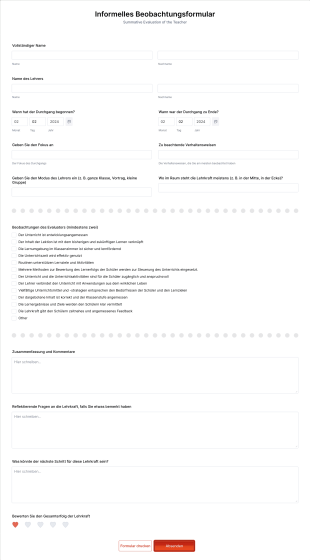 Informelles Beobachtungsformular Form Template