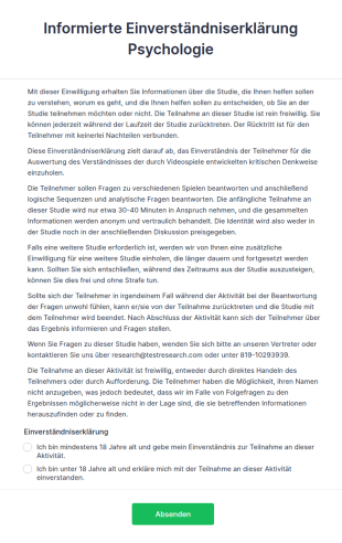 Informierte Einverständniserklärung Psychologie
