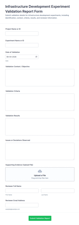 Infrastructure Development Experiment Validation Report Form Template