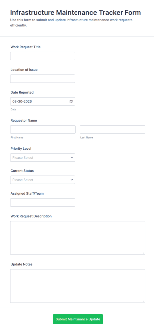 Infrastructure Maintenance Tracker Form Template