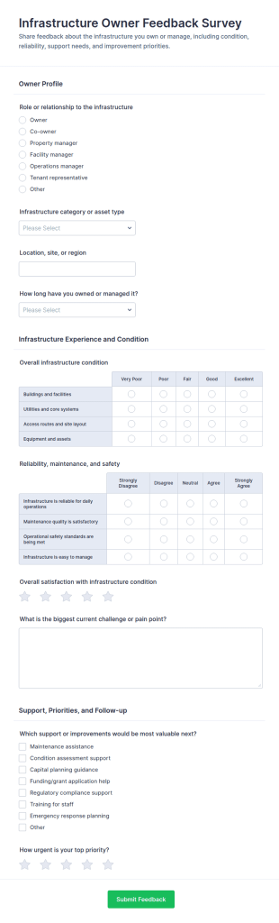 Infrastructure Owner Feedback Survey Form Template