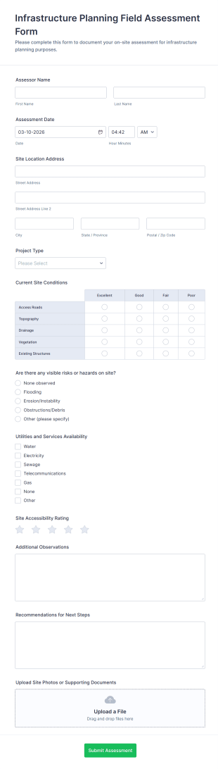 Infrastructure Planning Field Assessment Form Template