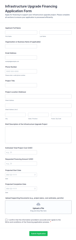 Infrastructure Upgrade Financing Application Form Template