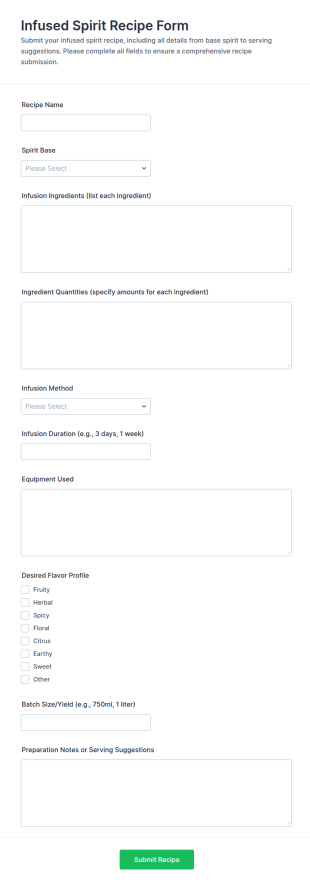 Infused Spirit Recipe Form Template